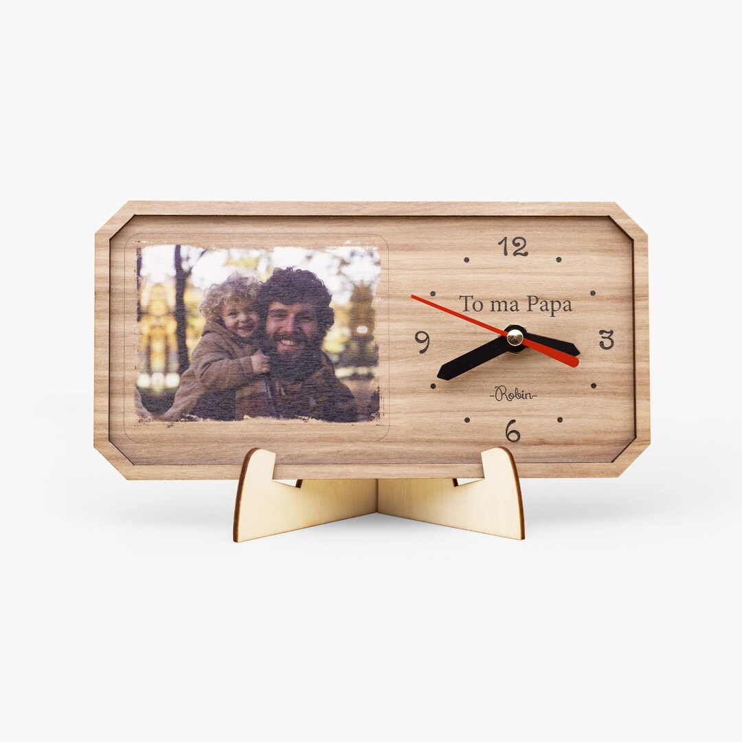 Customizable Rectangular Wooden Clock, Father's Day Gift Idea ...