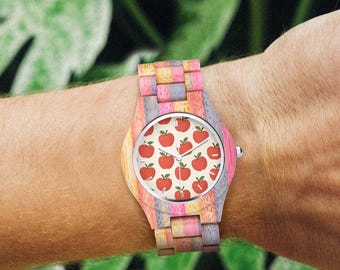 Unisex Bamboo Watch: Grey & Pink Wood, Citizen Movement, Valentine’s Day, Mother's Day, 4th of July, Fathers Day