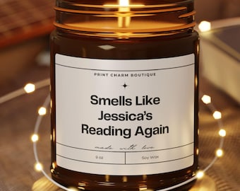 Personalized Book Lover Candle, Book Lover Candle Gift, Bookish Candle, Reading Candle, Bookworm Gift, Book Club Gift, Reading Candle