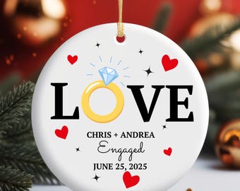 Personalisierte Engagierte Verzierung, Verlobungsverzierung, Verlobungsgeschenk, Benutzerdefinierte Ornament, Verlobungsweihnachtsverzierung, Verlobungsanzeige