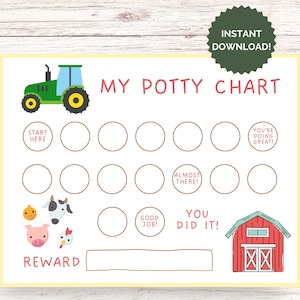 On the Farm Potty Training Chart, Potty Reward Chart, Potty Training Chart Printable, Potty Chart, Reward Chart