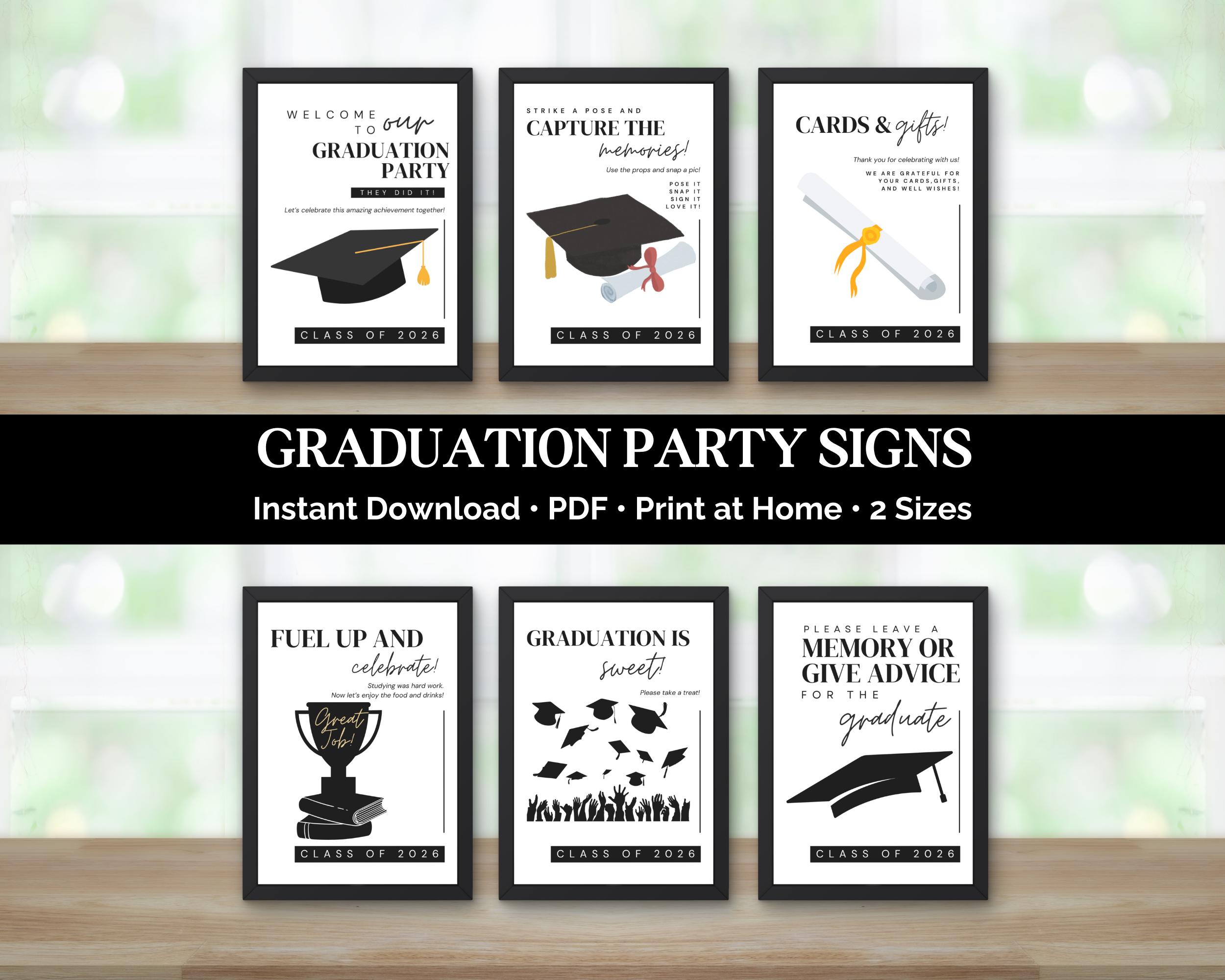 Picket Signs For Graduation Graduation Party Signs, Grad Party Signs, Party Table Signs, Photo ...