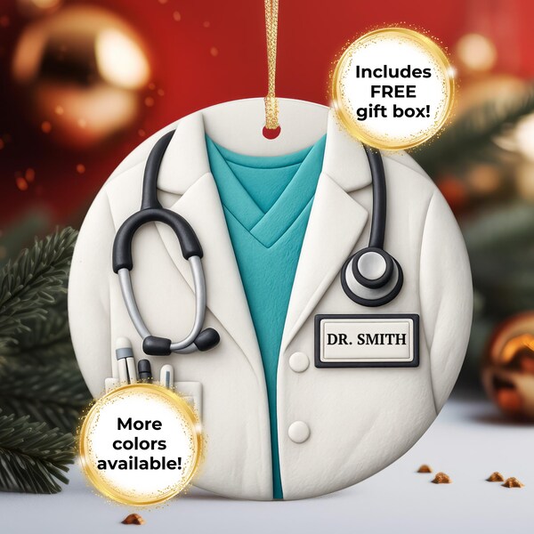 Personalized Doctor Ornament, Graduation Gift for Doctor, Custom Medical School Graduation Gift for New Doctor, Nurse & Healthcare Ornament