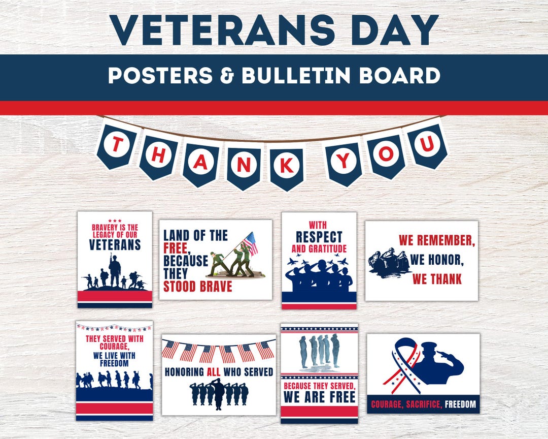 Veterans Day Bulletin Board Kit, Veterans Day Decor, November Bulletin ...