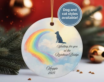 Personalized Rainbow Bridge Pet Memorial Ornament, Dog Memorial, Cat Memorial, Remembrance Gift, Dog Loss Gift, Pet Bereavement Keepsake