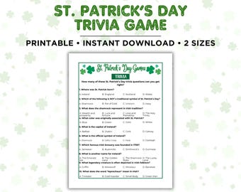 St. Patrick's Day Trivia, St. Patricks Trivia, St. Patricks Day Trivia, St. Patrick's Day Games, St. Patrick's Day Party, St. Patricks Games