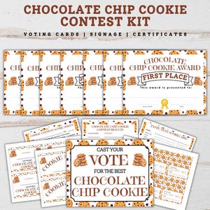 Chocolate Chip Cookie Contest Kit, Cookie Competition, Cookie Party, Cookie Ballot, Voting Ballots, Award Certificate, Best Cookie Award