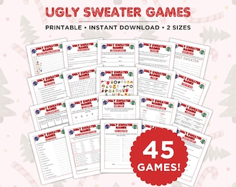Ugly Sweater Games, Ugly Christmas Sweater Party, Christmas Printable Games, Ugly Sweater Day Activities, Fun Christmas Office Party Games