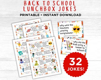 Back to School Lunchbox Jokes, Lunchbox Jokes for Kids, School Jokes, Lunchbox Notes, Lunchbox Cards, Lunchbox Printable, Printable Jokes