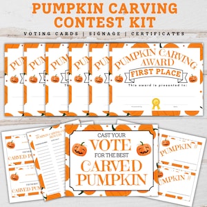 Pumpkin Carving Contest Bundle, Halloween Pumpkin Carving Contest Kit, Pumpkin Contest Ballots, Pumpkin Carving Contest Certificates
