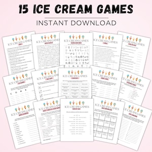 Ice Cream Games, Ice Cream Party Games, Ice Cream Game Printable, Ice Cream Activity, Ice Cream Social Games, Ice Cream Birthday Party