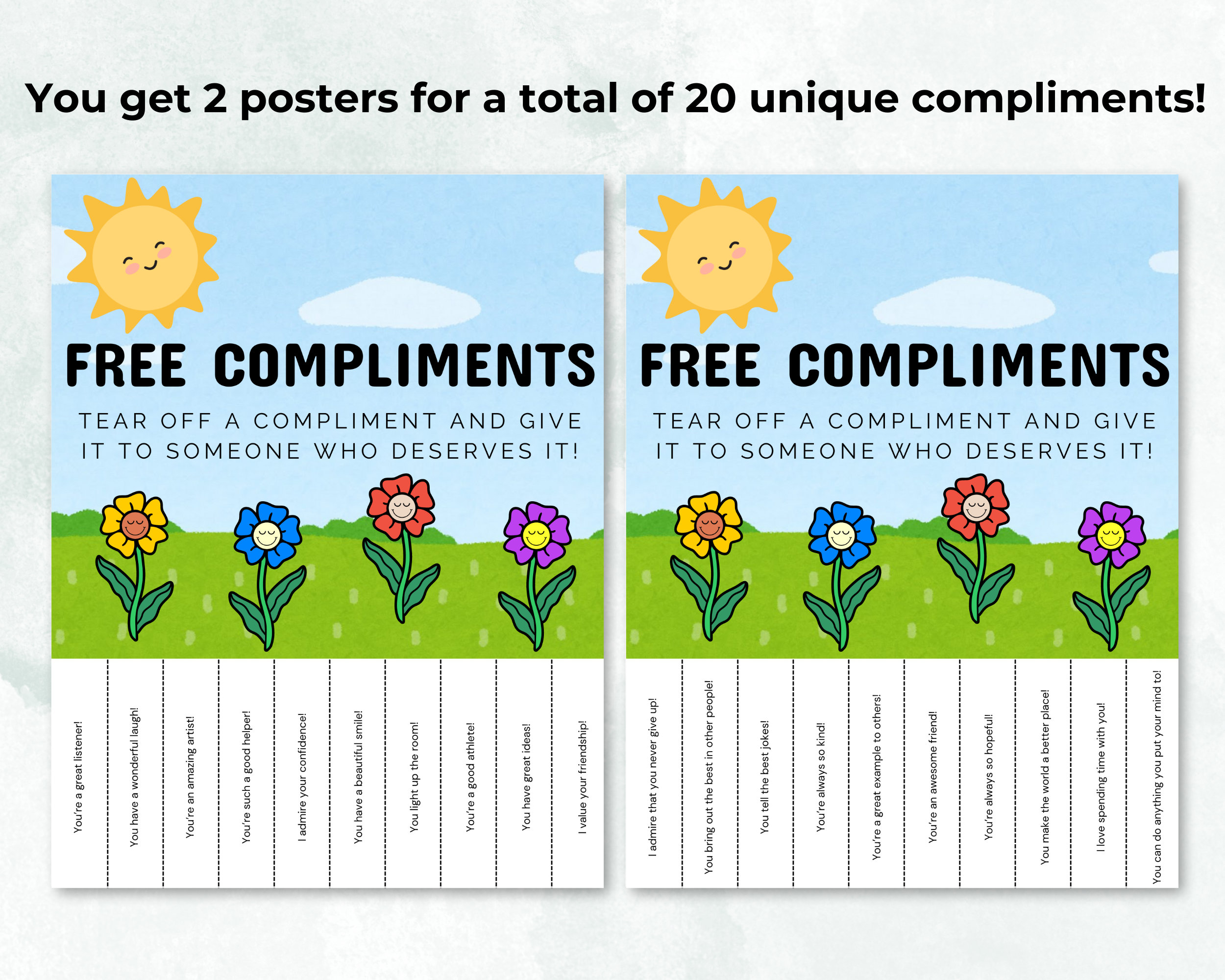 Tear off Compliments Printable, Compliment Cards, Random Acts of ...