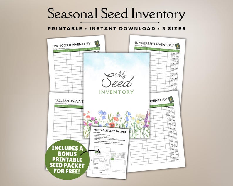 Seed Inventory Tracker, Inventory Sheet, Garden Seeds Organization ...