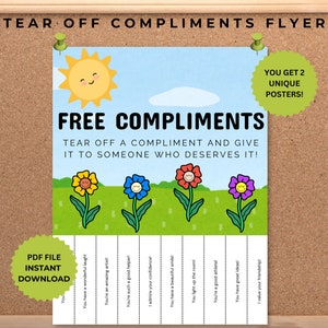 Compliments à imprimer, Cartes de compliments à découper, Dépliant pour actes de gentillesse au hasard, Mots d'encouragement, Panneau pour porte de conseiller, Pensées positives