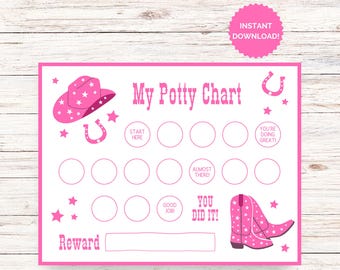 Cowgirl Potty Training Chart, Potty Training Chart Printable, Potty Reward Chart