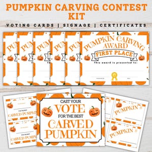 Kürbisschnitz Contest Bundle, Halloween Kürbis Carving Contest Kit, Kürbis Contest Stimmzettel, Kürbis Carving Contest Zertifikate