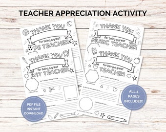 Teacher Appreciation Activity, Teacher Appreciation Week Gift, Thank You Teacher Gift, Teacher Appreciation Letter, Appreciation Printable