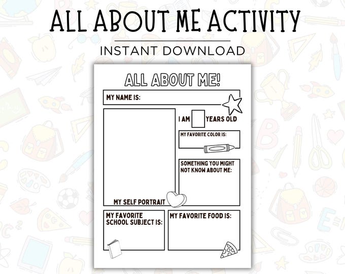 All About Me Back to School Activity All About Me Poster First Day of ...