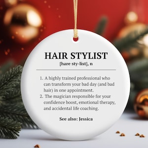 Hair Stylist Ornament, Hair Stylist Gift, Hair Salon Ornament Personalized Hair Stylist Ornament Custom Hair Dresser Ornament Christmas Gift