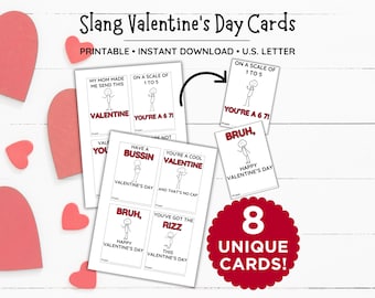 Slang Valentine Cards, Bruh Valentine, Valentines Day Cards, Cool Valentines for Tweens and Teens, Classroom Valentines, Printable Valentine