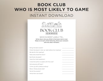 Buchklub, der am wahrscheinlichsten Spiel, Buchklub-Eisbrecher-Spiel, Buchklub-Spiele, Buchklub-Partyspiel, Spiel für Buchleser