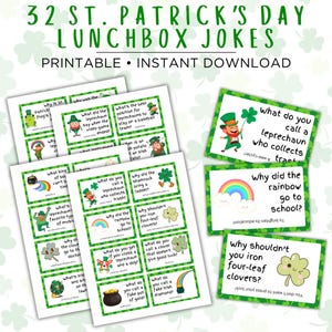 Blagues sur la boîte à lunch de la Saint-Patrick, Notes sur la boîte à lunch de la Saint-Patrick, Blagues pour enfants, blagues sur la boîte à lunch de mars, Cartes de blagues sur la boîte à lunch à imprimer