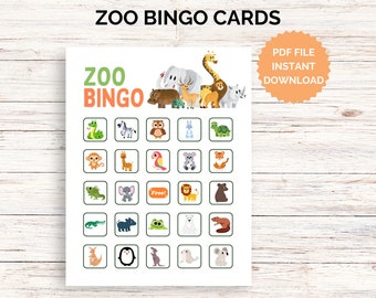 Zoo Bingo Cards, Printable Zoo Bingo Cards, Zoo Bingo, Animal Bingo Cards, Zoo Activity, Zoo Games for Kids, Zoo Field Trip