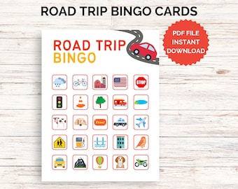 Road Trip Bingo Cards, Printable Road Trip Bingo Cards, Road Trip Bingo, Car Bingo, Road Trip Activity, Road Trip Games for Kids