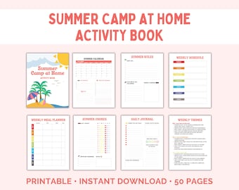 Summer Camp at Home Planner, Summer Planner, Home Activities, Kids Summer Planner, Stay at Home Moms, Kids Summer Camp, Activity Planner