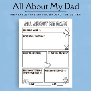 Alles over mijn vader afdrukbaar, vaderdagcadeau idee, verjaardagscadeau papa, papa bedankcadeau, papa vragenlijst, vul de blanco in voor papa