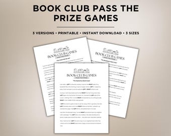 Book Club Pass the Prize Game, Pass the Gift, Pass the Present, Left Right Game, Gift Exchange Game, Book Club Party, Book Club Idea