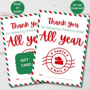 Briefträger Weihnachtsgeschenk Kartenhalter, USPS Briefträger, Briefträger, Mailman Weihnachtskarte, Dankeskarte, druckbare Geschenkkarte