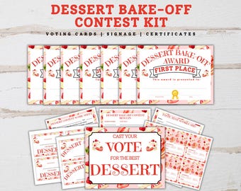 Dessert Bake-Off Contest Kit, Dessert Contest, Dessert Competition, Dessert Ballot, Baking Contest, Best Dessert Award, Bake Off Certificate