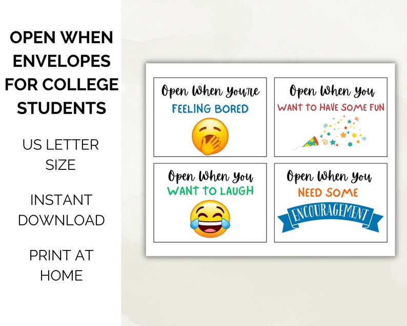Student Envelopes Open When Envelopes for College Students, Open When Cards for College ...
