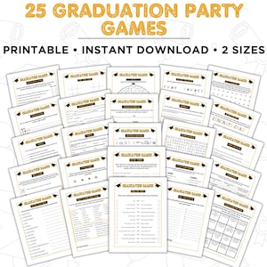 Graduation Games, Graduation Party Games, Fun Graduation Games, Group Games, Printable Games, Word Games, Trivia Games, Graduate Games, Grad