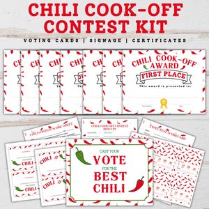 Chili Cook-Off Contest Kit, Chili Cook Off Award Certificates, Chili Cook-Off Contest Ballots, Chili Cook Off Printables, Chili Cookoff
