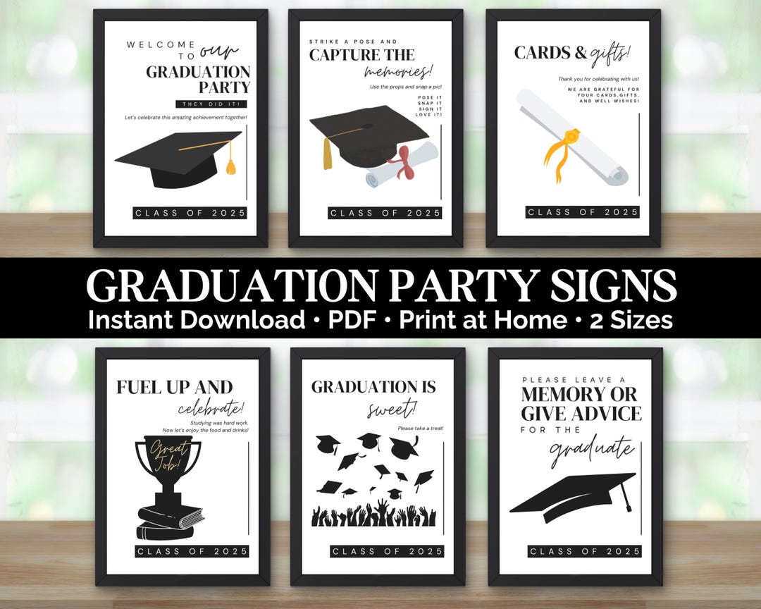 Graduation Party Signs, Grad Party Signs, Party Table Signs, Photo ...