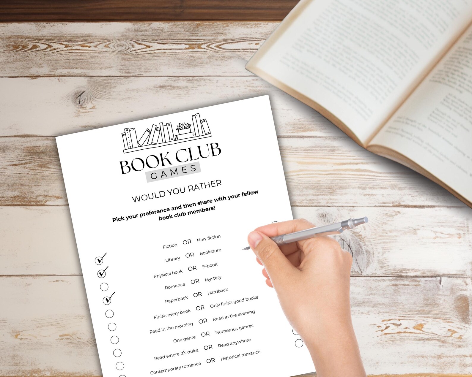 Book Club Games, Book Club Icebreakers, Book Club Activities, Printable