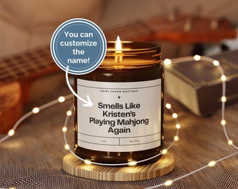 Personalized Mahjong Candle, Mahjong Gifts, Custom Mahjong Gifts Ideas, Mahjong Club Gift, Gift for Mahjong Lover, Gifts for Mahjong Players