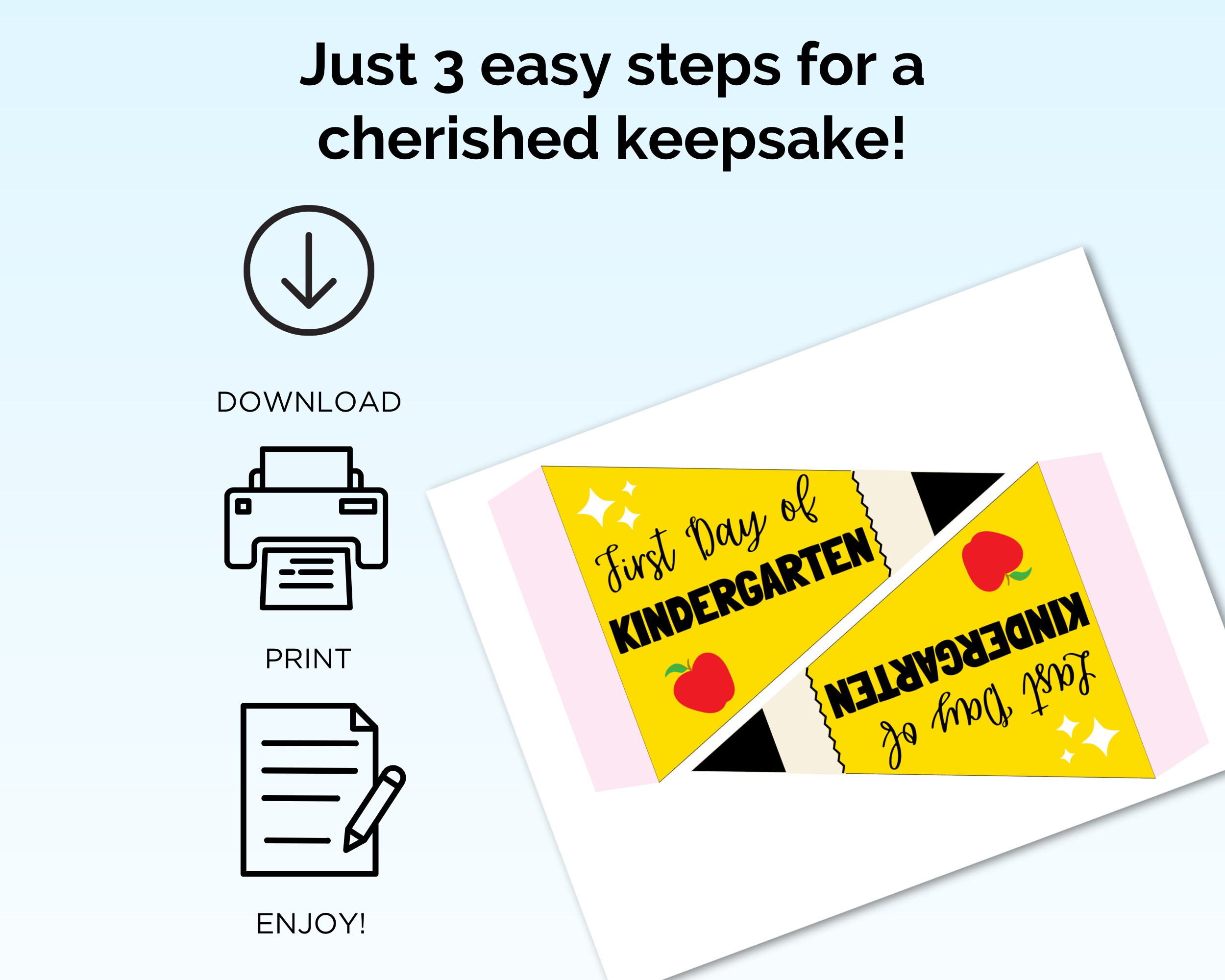 First Day of Kindergarten Pennant Flags, Printable Back to School Flags ...