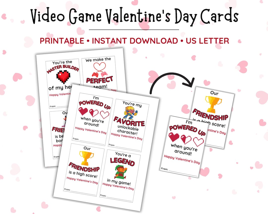 Video Game Valentine Cards, Video Gamer Valentines Cards, Kids ...