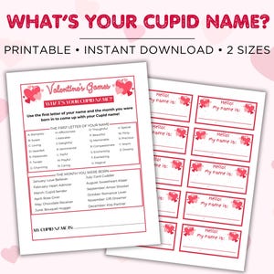 What&#39;s Your Cupid Name, What&#39;s Your Name, What&#39;s Your Name Game, Valentine&#39;s Day Name Game, Name Generator Game, Valentine Name Tags