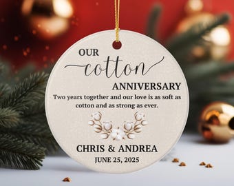 Cadeau personnalisé 2e anniversaire, décoration en céramique anniversaire coton, cadeau 2e anniversaire coton, cadeau anniversaire mariage 2e année