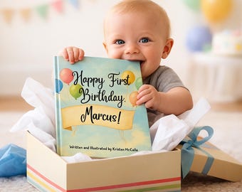 Personalized 1st Birthday Baby Book, First Birthday Gift, 1 Year Old Birthday, Custom Baby Book, Baby Name Storybook First Birthday Keepsake