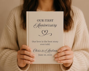 Gepersonaliseerde 1e verjaardag dagboek, aangepast papier verjaardagscadeau, eerstejaars huwelijksverjaardag cadeau, notebook cadeau voor echtgenoot vrouw