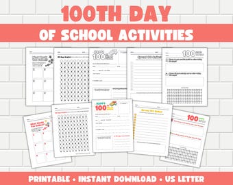 100th Day of School Activities, Classroom Activities, 100 Days of School, 100th Day Printable, 100 Day Worksheet, Elementary School