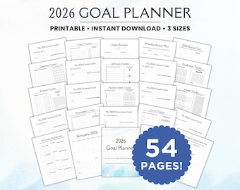 2026 Goal Planner, 2026 Goals Tracker, New Year Resolutions, Goal Setting Planner, 2026 Vision Board, Yearly Planner 2026 Habit Tracker 2026