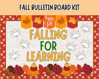Fall Bulletin Board Kit, Falling for Learning Bulletin Board, Autumn Classroom Decor, September October Printable Classroom Decoration