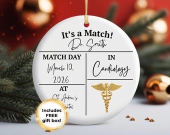 Match Day Gift, Personalized Future Doctor Ornament, Medical Student Graduate, Residency Match Gift, Match Day Medical School Residency Gift