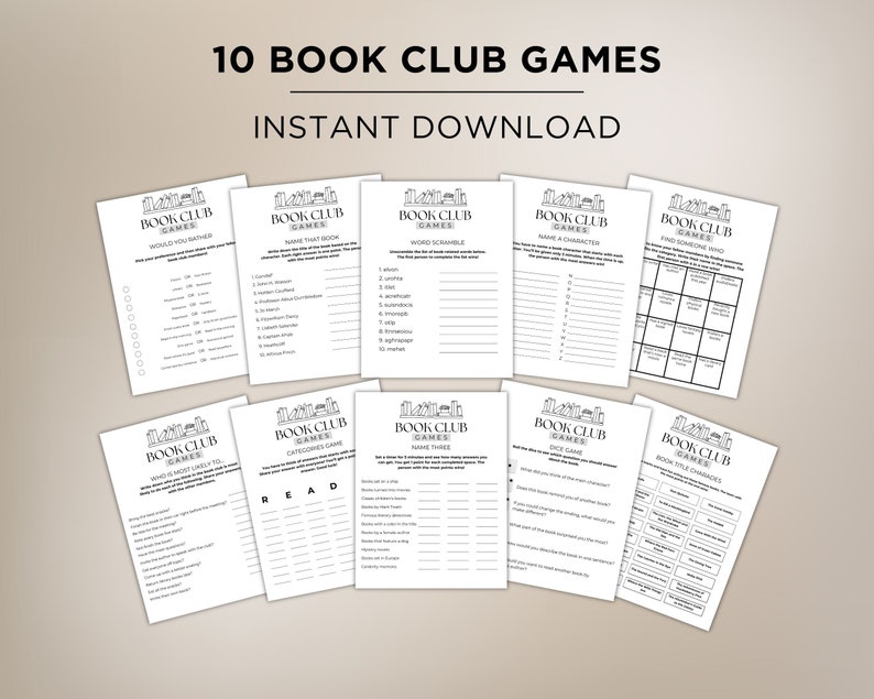 Book Club Games Book Club Icebreakers Book Club Activities Printable Book Club Games Book Club Icebreakers Book Club Activities Printable